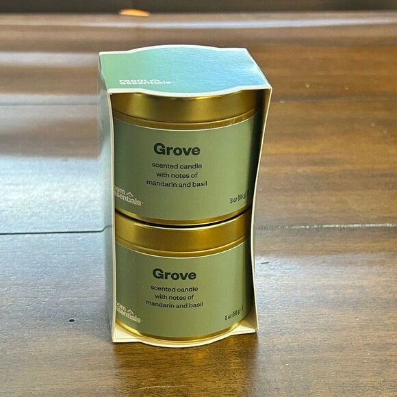 Room Essentials Grove Scented candles with notes of mandarin & basil 2 pack - Picture 1 of 5